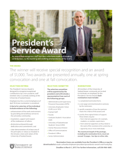 President`s Service Award - University of Saskatchewan