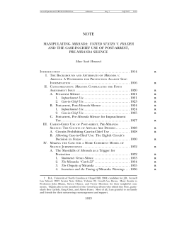 MANIPULATING MIRANDA: UNITED STATES V. FRAZIER AND