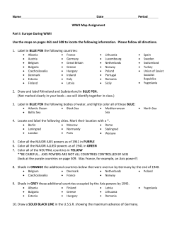 Europe During WWII Map Assignment