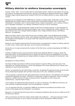 Military districts to reinforce Venezuelan sovereignty