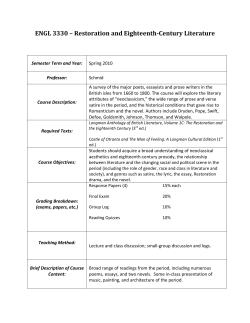 ENGL 3330 &ndash; Restoration and Eighteenth