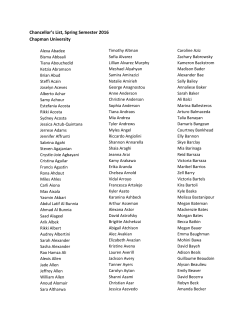 Chancellor`s List, Spring Semester 2016 Chapman University