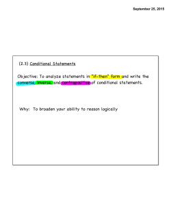 (2.3) Conditional Statements Objective: To analyze statements in "if