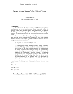 Review of Jason Brennan`s The Ethics of Voting