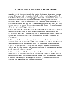 The Chapman Group has been acquired by Dominion Hospitality