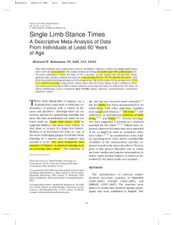 Single Limb Stance Times
