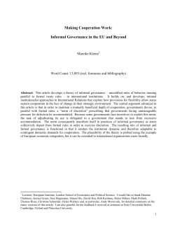 Making Cooperation Work: Informal Governance in the EU and