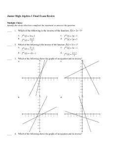 Junior High Algebra 1 Final Exam Review