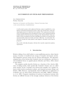 OCCURRENCE OF STICK-SLIP PHENOMENON Jan Awrejcewicz