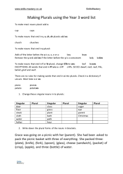 Making Plurals using the Year 3 word list