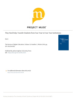 (2010). They need help: Transfer students from four-year to four