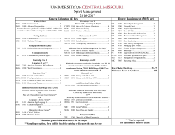 2016-2017 catalog academic advising sheet for Sport Management.