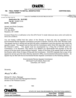 RE: FINAL PERMIT TO INSTALL MODIFICATION