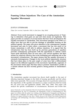 Framing Urban Injustices: The Case of the Amsterdam Squatter
