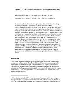 Chapter 13: The study of syntactic cycles as an experimental