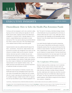How to Solve the Health-Plan Retention