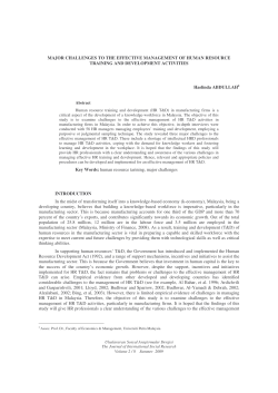 MAJOR CHALLENGES TO THE EFFECTIVE MANAGEMENT OF