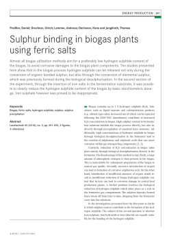 Sulphur binding in biogas plants using ferric salts