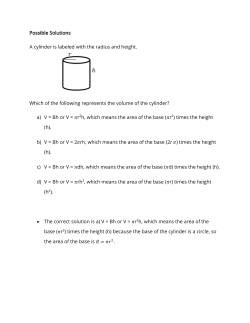 Possible Solutions A cylinder is labeled with the radius and height