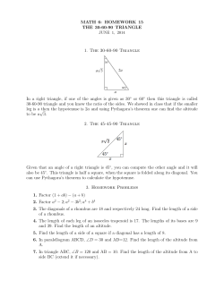 MATH 6: HOMEWORK 15 THE 30-60-90 TRIANGLE 1