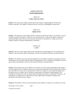 ALPHA KAPPA PSI Eta Psi Chapter Bylaws ARTICLE I NAME AND