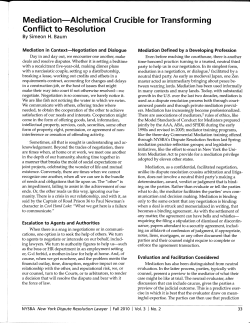 Mediation &ndash; Alchemical Crucible For Transforming Conflict To