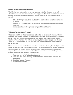 Grandfather Clause/Voluntary Transfer Proposal