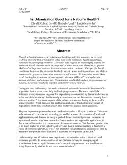 Is Urbanization Good for a Nation`s Health? Abstract