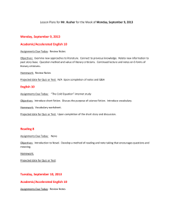 Monday, September 9, 2013 Academic/Accelerated English 10