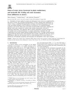 Onset of water stress, hysteresis in plant conductance, and hydraulic