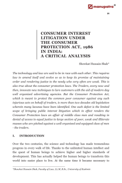 consumer interest litigation under the consumer protection act, 1986