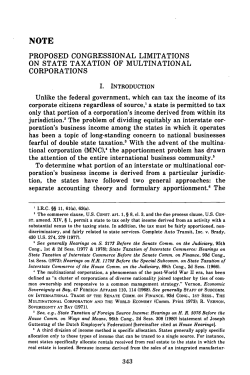 Proposed Congressional Limitations on State Taxation of
