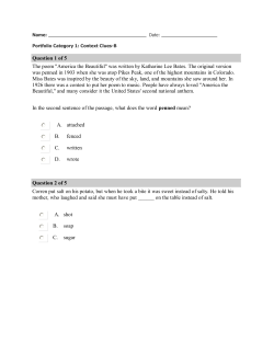 Question 1 of 5 The poem "America the Beautiful" was written by