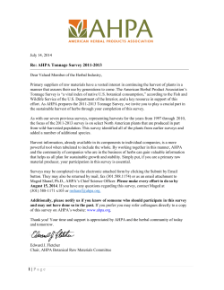 1 | Page Re: AHPA Tonnage Survey 2011-2013