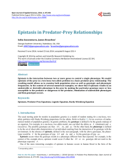 Epistasis in Predator-Prey Relationships