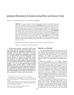 Ipsilateral Hemisphere Activation during Motor and Sensory Tasks