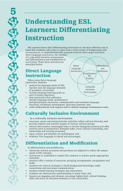 Understanding ESL Learners: Differentiating Instruction