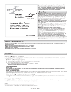 HYDRAULIC DISC BRAKE INSTALLATION