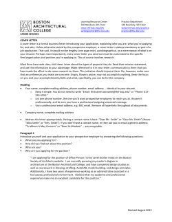 Cover Letters - Boston Architectural College