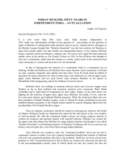 indian muslims, fifty years in - Centre for Study of Society and