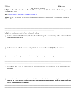 Economics Mr. Thadhani Current Events &ndash; Scarcity Task (1)