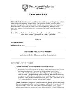 FORM A APPLICATION - Tennessee Wesleyan University