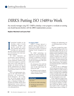 DIRKS: Putting ISO 15489 to Work