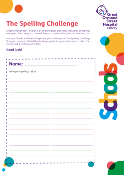 the Spelling Challenge - Great Ormond Street Hospital
