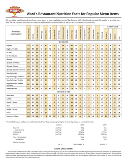 Ward`s Restaurant Nutrition Facts for Popular