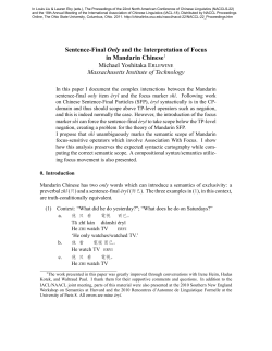 Sentence-Final Only and the Interpretation of Focus in Mandarin
