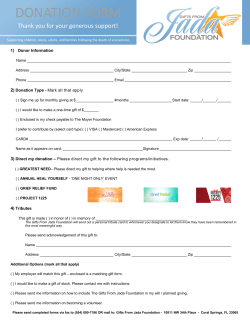donation form - Gifts From Jada Foundation