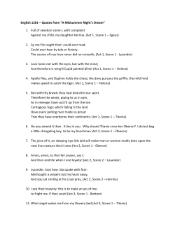 English 1201 &ndash; Quotes from &ldquo;A Midsummer Night`s Dream&rdquo; 1. Full of