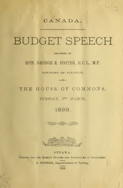 Budget speech delivered by Hon. George E. foster