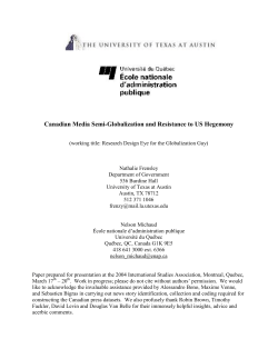 Canadian Media Semi-Globalization and Resistance to US